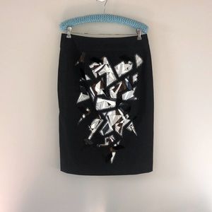 Carolina Herrera Wool Skirt w/Acrylic Tiles